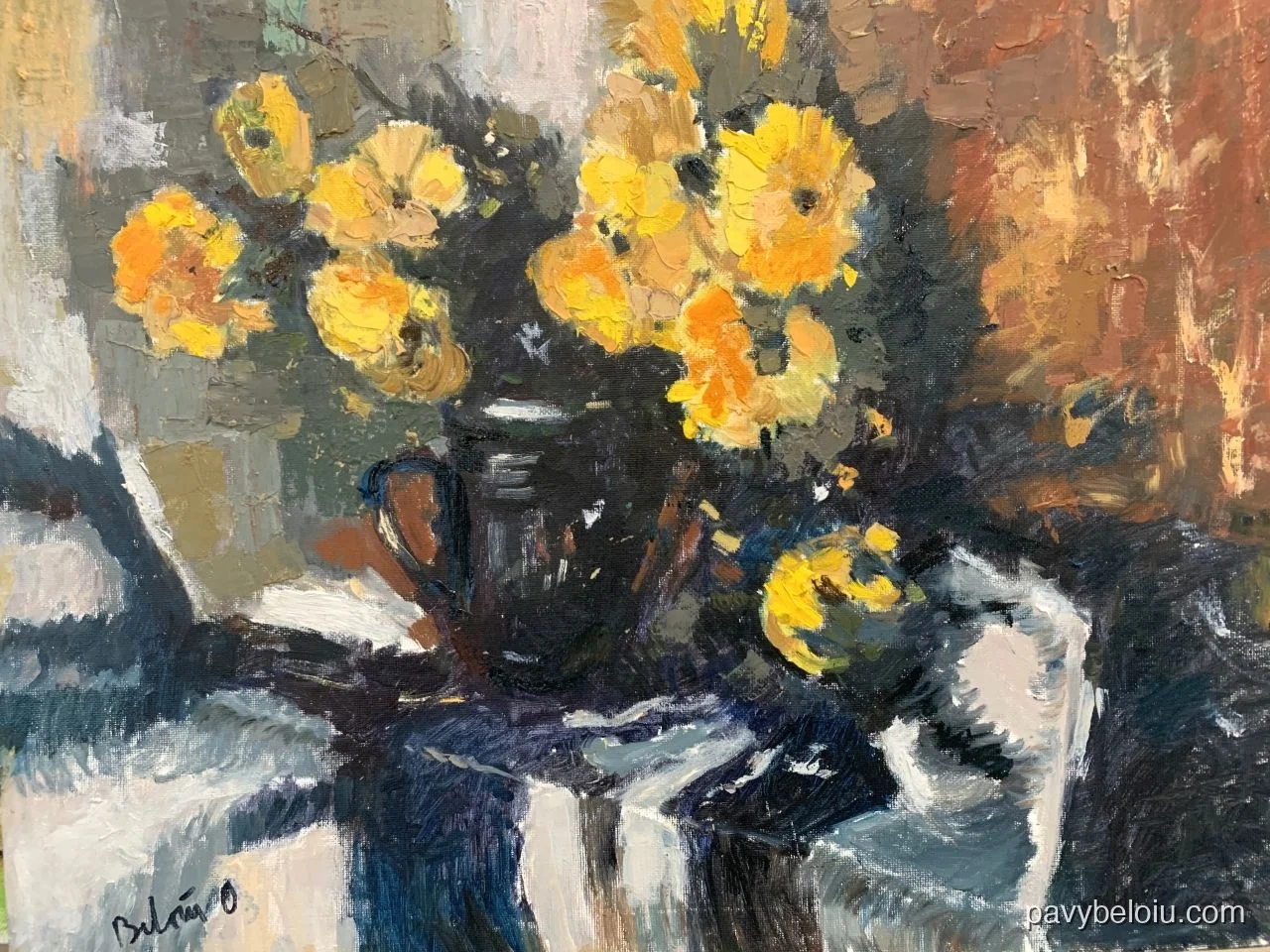 Towel with yellow flowers